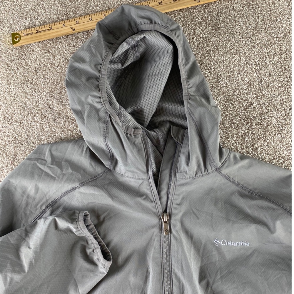 Columbia Omni-Shield Gray Full Zip Hooded Windbreaker Rain Jacket Womens 2X